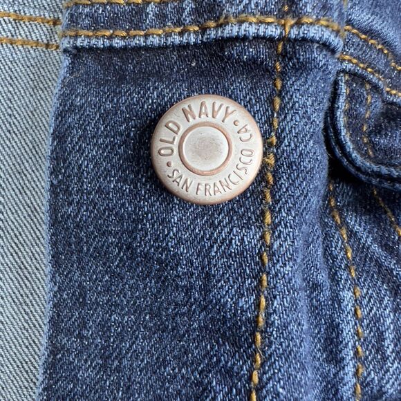Old Navy Womens Trucker Denim Jean Jacket Dark Wash Button Up Pockets Size Large - Picture 4 of 8